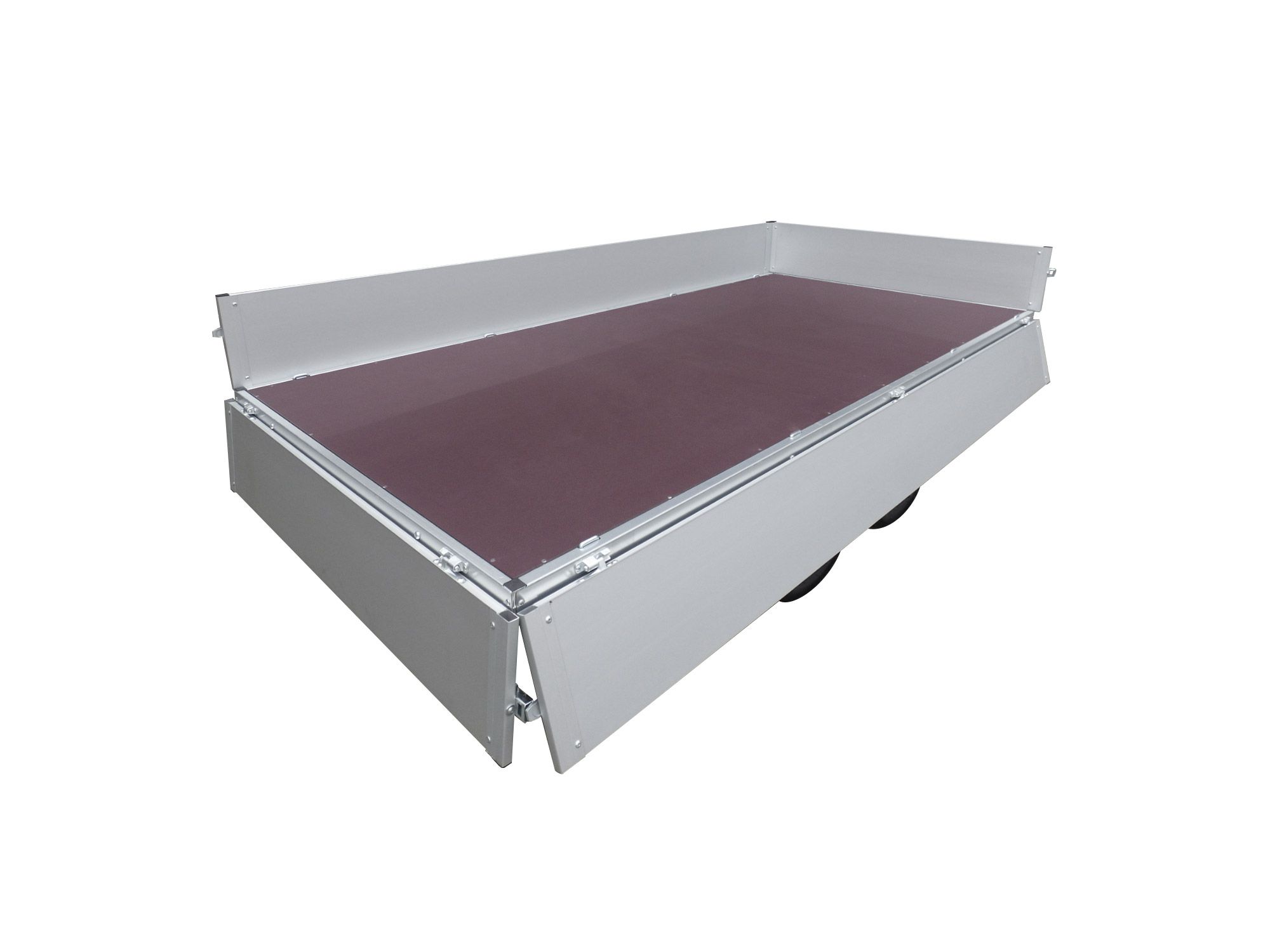 Hier sehen Sie ein Bild von unserem Anh&auml;nger R&uuml;ckwärts-Kipper der Marke Anssems mit ge&ouml;ffneten Ladebordw&auml;nden